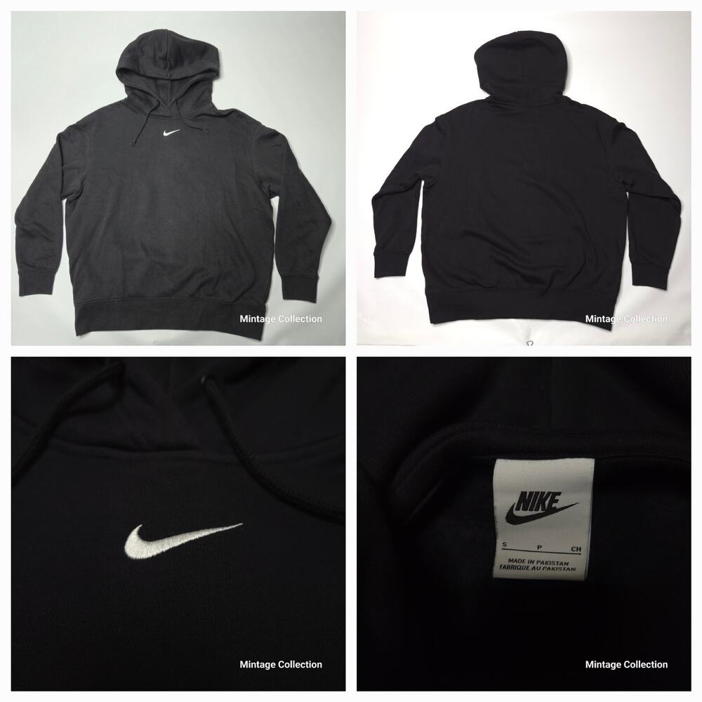 Nike Womens Black Oversized Hoodie Center Swoosh Logo SZ S
